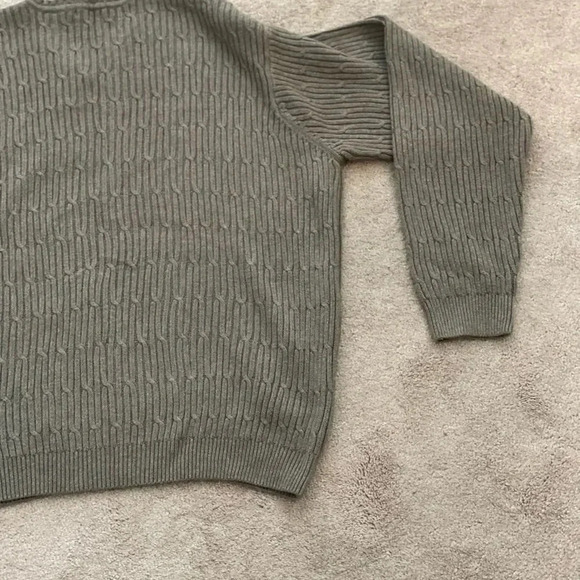IZOD MUTED OLIVE GREEN V NECK CABLE KNIT SWEATER SIZE XXL - Picture 3 of 11
